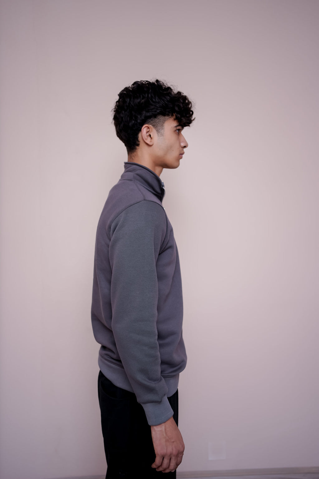 Versatile Unisex Grey Mock Neck Pullover