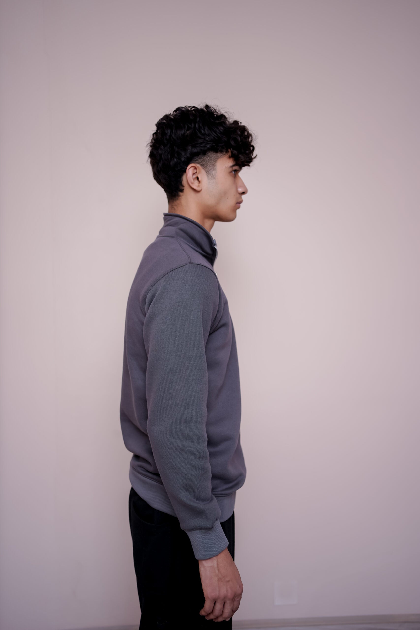 Versatile Unisex Grey Mock Neck Pullover